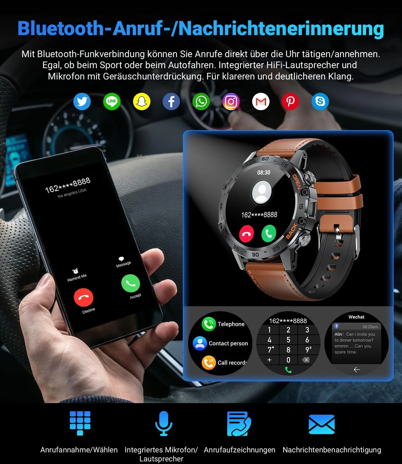 Смарт-годинник LIGE чоловічий з функцією телефону, 1.39 дюйма, військовий смарт-годинник з 24-годинним моніторингом серцевого ритму, фото №3 Смарт-годинник LIGE чоловічий з функцією телефону, 1.39 дюйма, військовий смарт-годинник з 24-годинним моніторингом серцевого ритму, фото №3