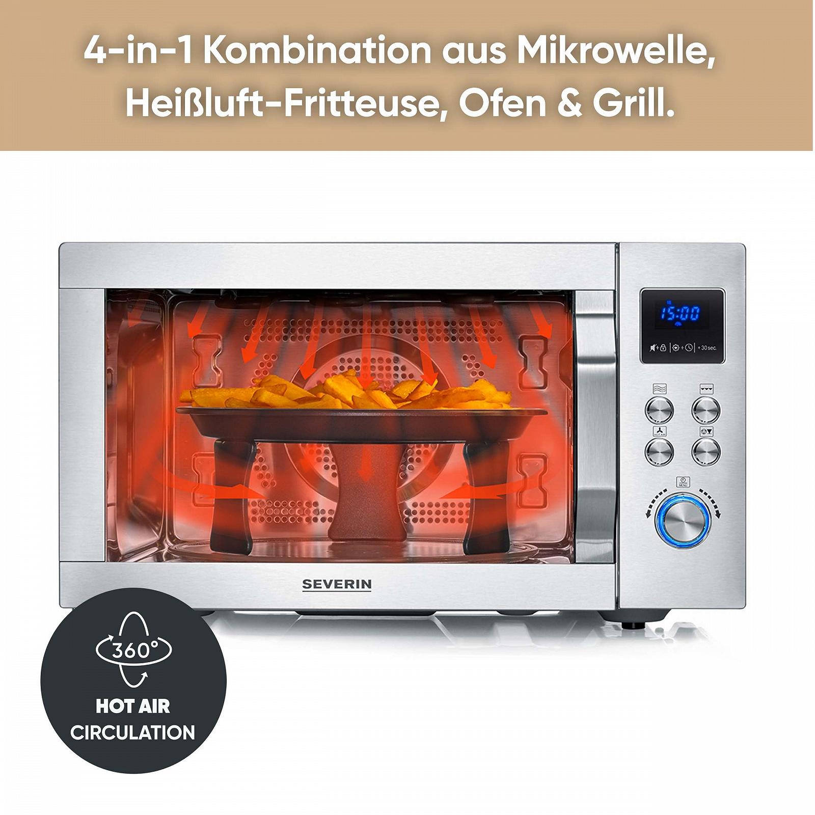 Микроволновая печь SEVERIN MW 7982 4-in-1 Crispy Wave 25 L Silver/Stainless Steel, фото №3 Микроволновая печь SEVERIN MW 7982 4-in-1 Crispy Wave 25 L Silver/Stainless Steel, фото №3