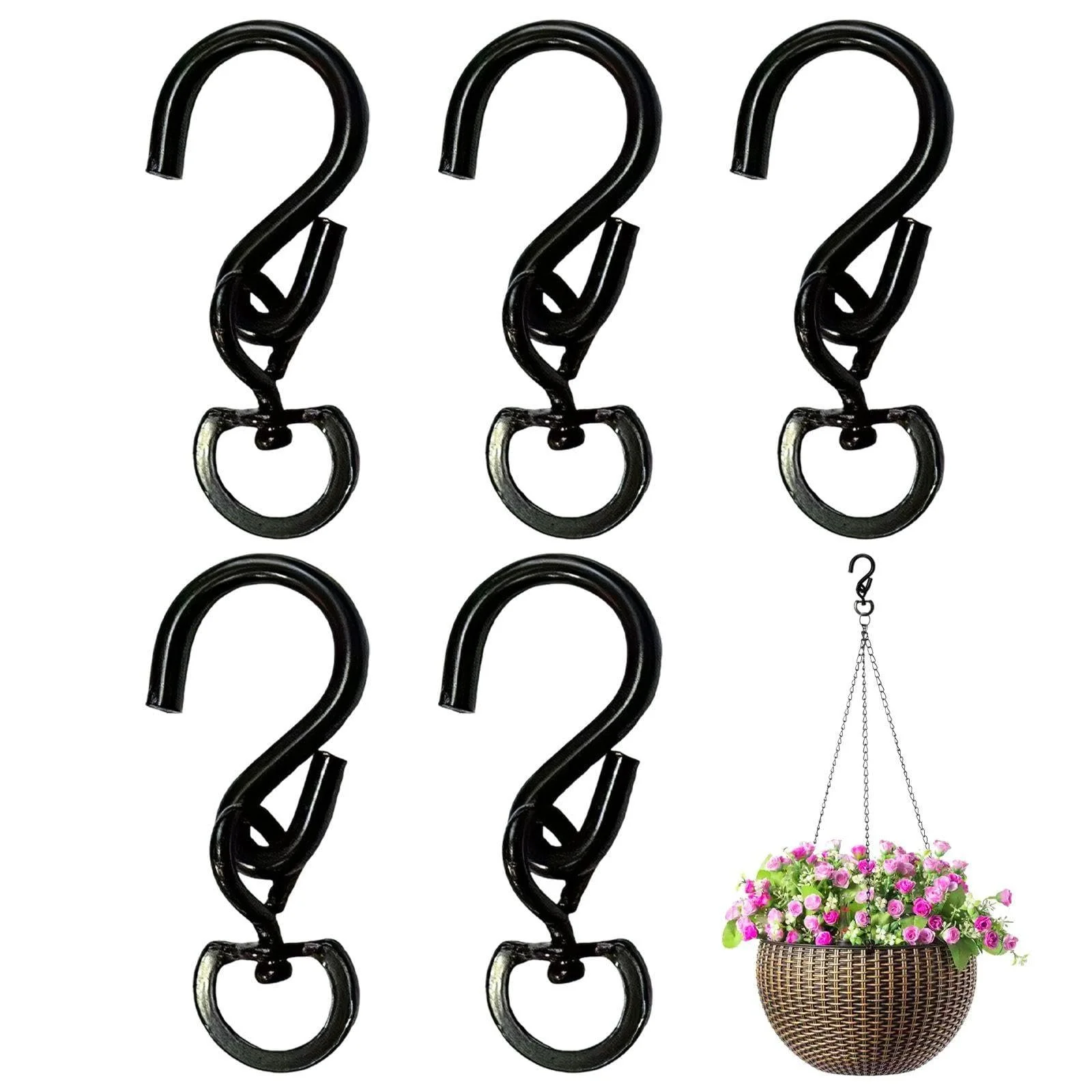 Залізні гачки поворотні 360° 5 шт Чорний, фото №1