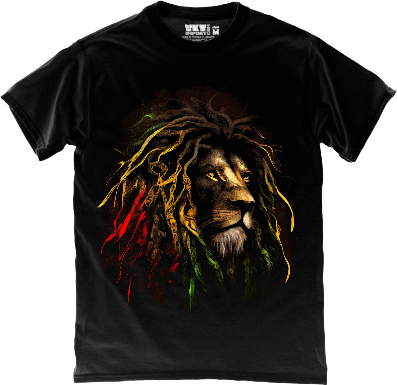 Футболка Лев Rasta Lion чорна унісекс, фото №1