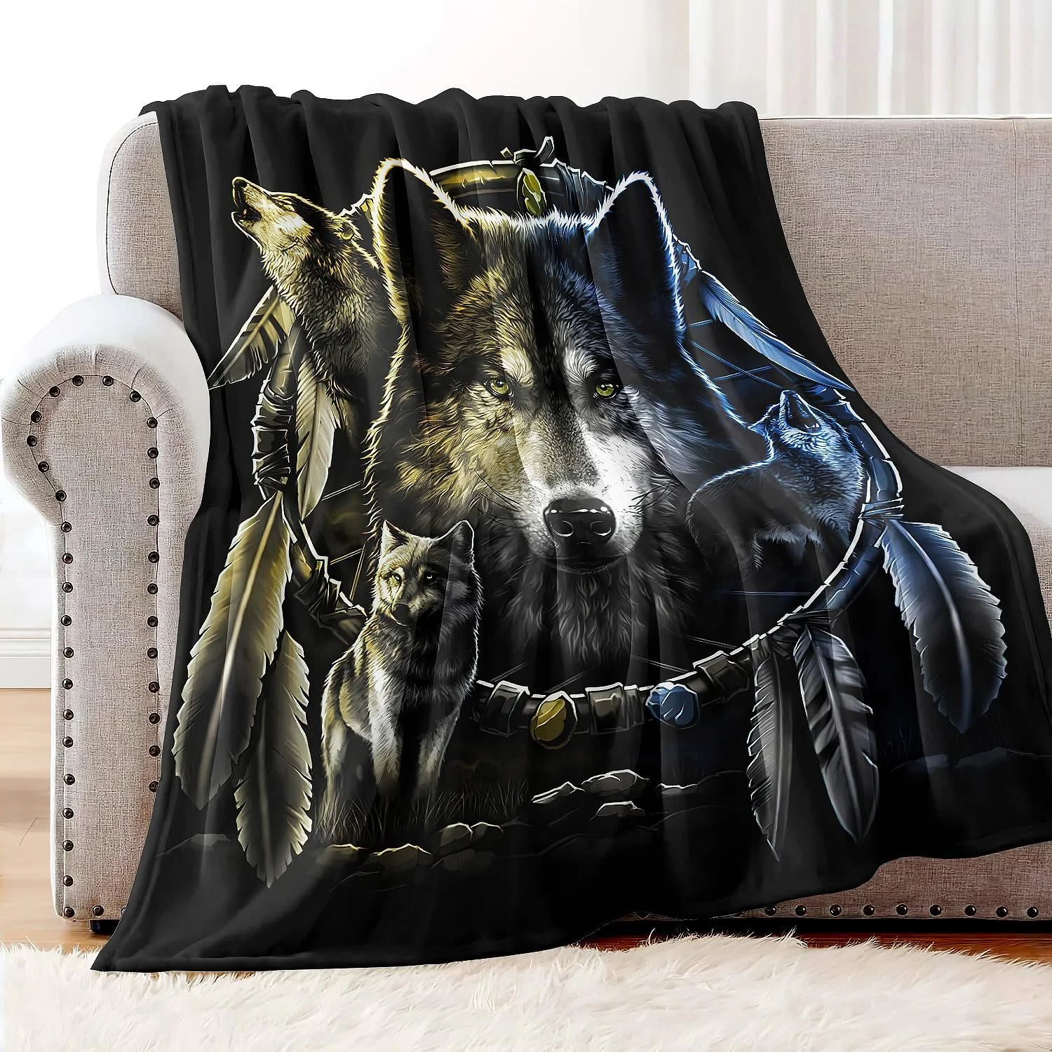 Одеяло YISUMEI Фланель Волк Mandela, 150 x 200 см, фото №3