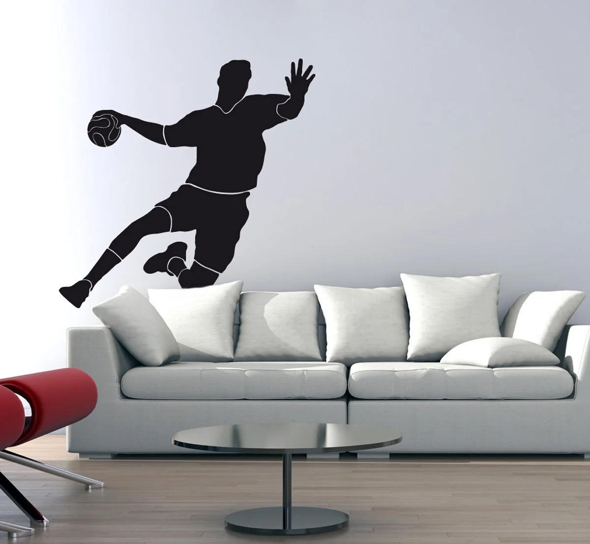 Наклейка на стену Handball Shot at Goal 123 x 120 см Черная, фото №1