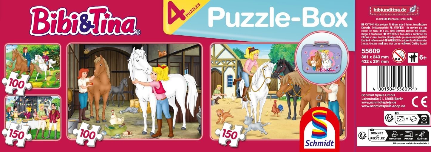 Набор пазлов Schmidt Spiele 55609 Bibi and Tina в металлическом кейсе 2 x 100 и 2 x 150 деталей, фото №2