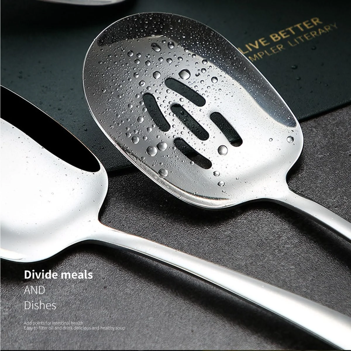 Ложка для сервірування з нержавіючої сталі, набір 2 великі ложки (25 см), фото №4