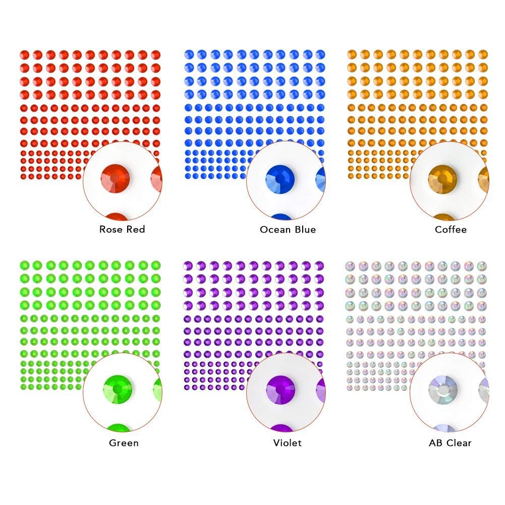 Самоклеящиеся стразы Nicpro, 4125 штук, 25 цветов, 3 размера, наклейки с драгоценными камнями для лица, тела, DIY искусства и дизайна ногтей, фото №2