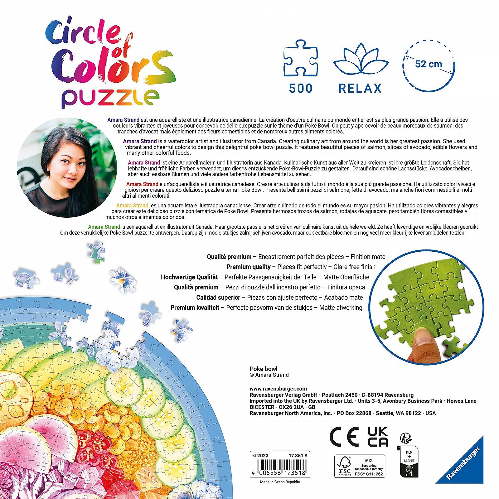 Пазл Ravensburger Circle of Colours Poke Bowl 17351 500 елементів круглий 12+, фото №3