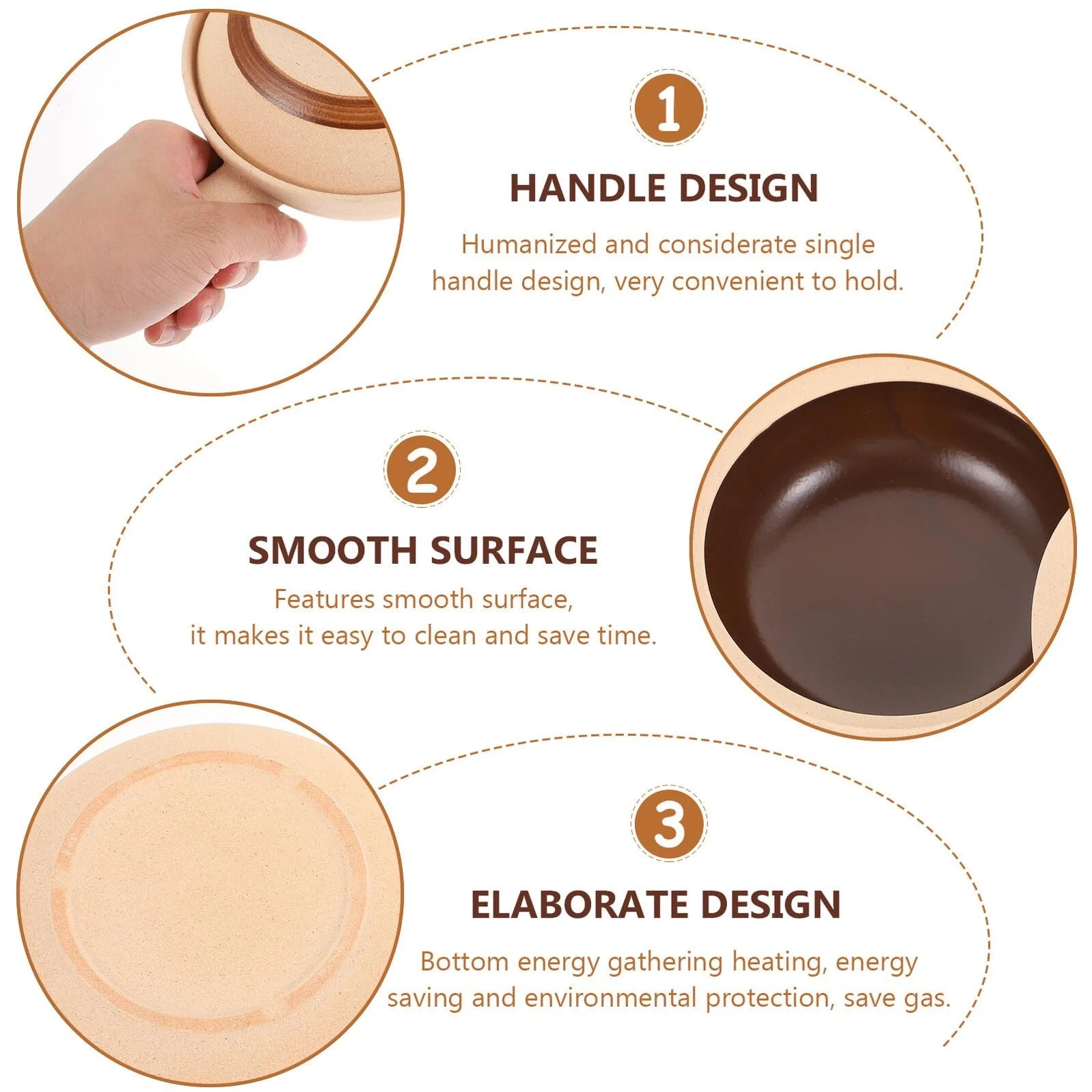 Горшок Sewroro керамический с крышкой и одной ручкой термостойкий, фото №7