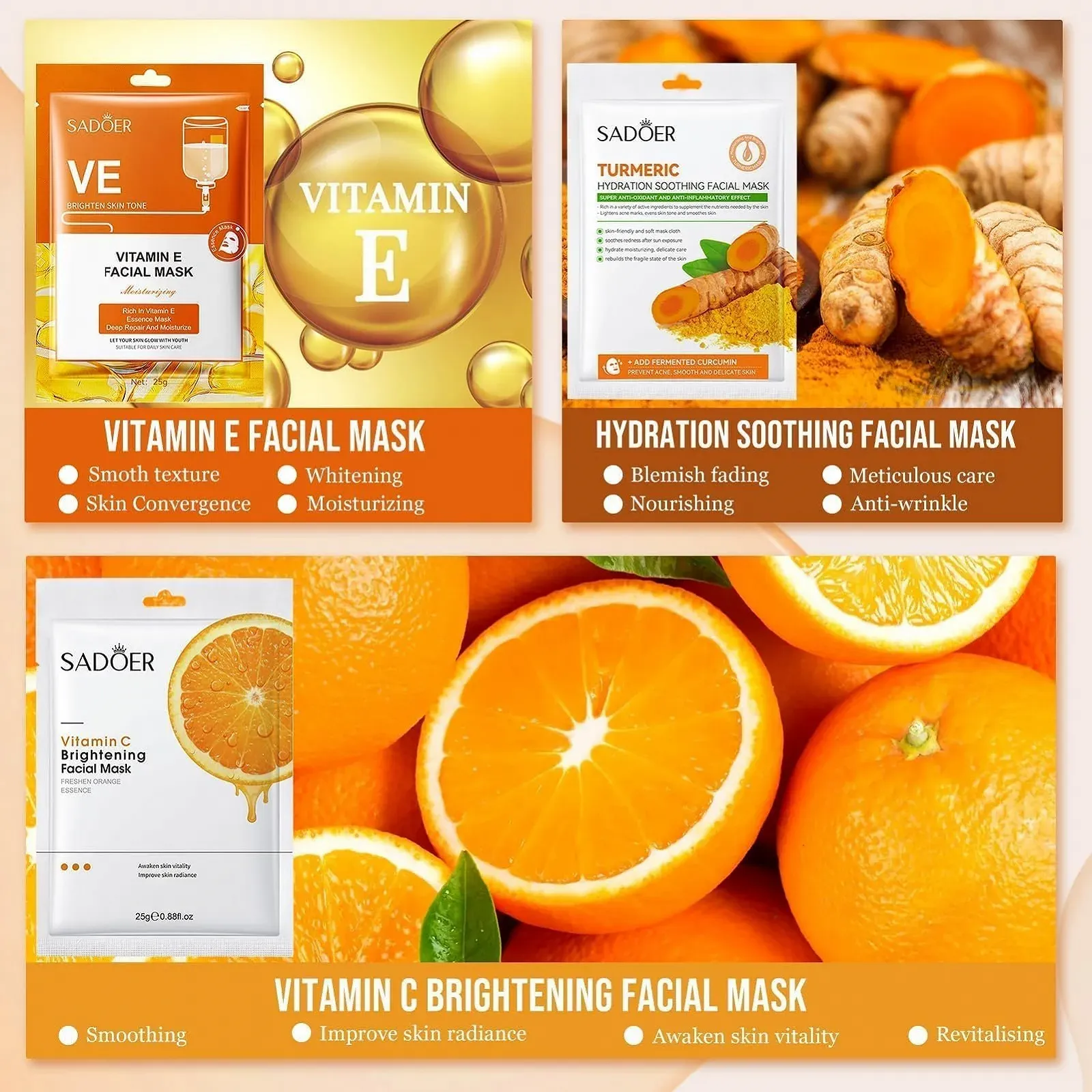 Маска Гелева Вітамін С, Глиняна (Пакування 6 шт.), фото №3