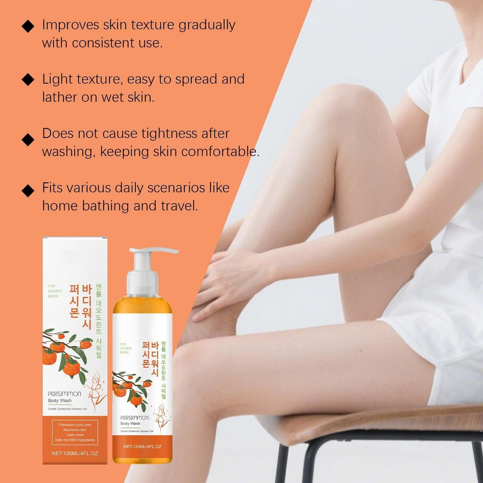 Гель для душу з хурмою для видалення запаху тіла для чоловіків та жінок 2 шт., фото №4