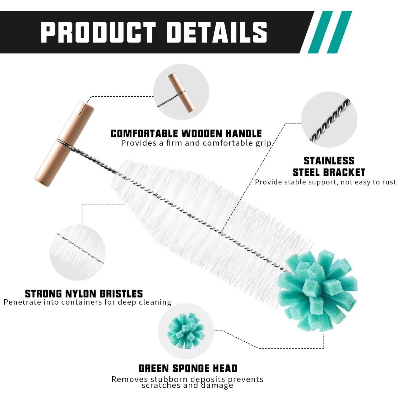 Щітка для пляшок Sodastream 30 см та 27 см губчаста 2 шт., фото №2