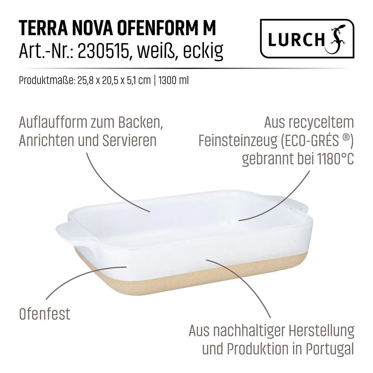 Форма для запекания Lurch Terra Nova M керамическая 29,8 x 20,7 x 5,1 см белая/кремовая, фото №3 Форма для запекания Lurch Terra Nova M керамическая 29,8 x 20,7 x 5,1 см белая/кремовая, фото №3