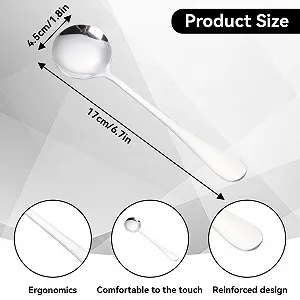 Набор из 2 круглых ложек из нержавеющей стали, столовые приборы, металлическая суповая ложка, десертная ложка, столовая ложка, полированная столовая ложка, суповая ложка с круглой головкой, можно мыть в посудомоечной машине synthetic.ua - Фото 1