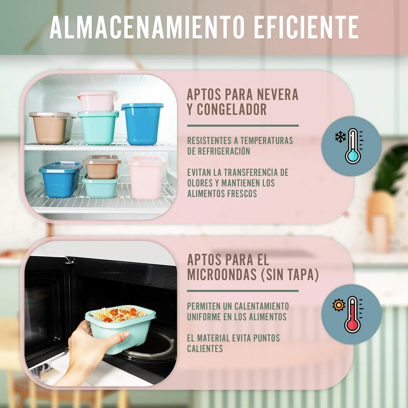 Контейнери для зберігання продуктів 6 штук 1000 мл BPA Free Герметичні Штабельовані Пастельно-блакитний, фото №4