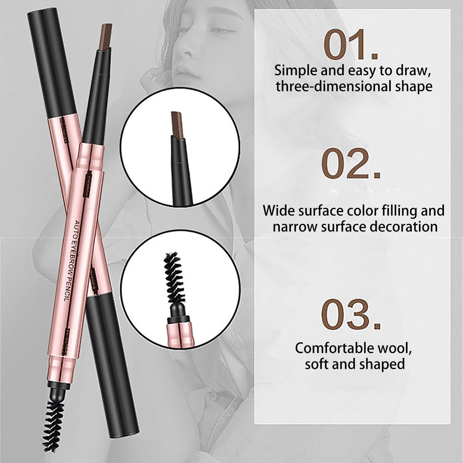 Карандаш для бровей Waterproof Professional Makeup Automatic Rotating Double-Sided (B, One Size), фото №7