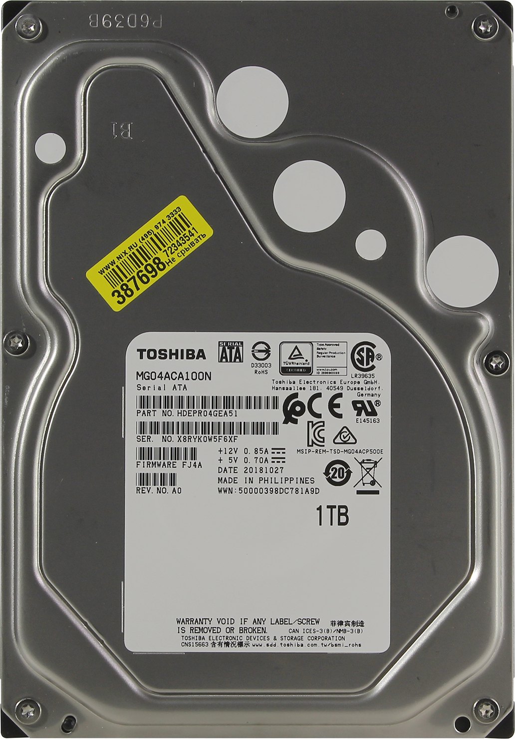 Внутренний жесткий диск Toshiba 1ТБ 3.5" 7200 оборотов в минуту 128МБ SATAIII MG04ACA100N, фото №1 Внутренний жесткий диск Toshiba 1ТБ 3.5" 7200 оборотов в минуту 128МБ SATAIII MG04ACA100N, фото №1