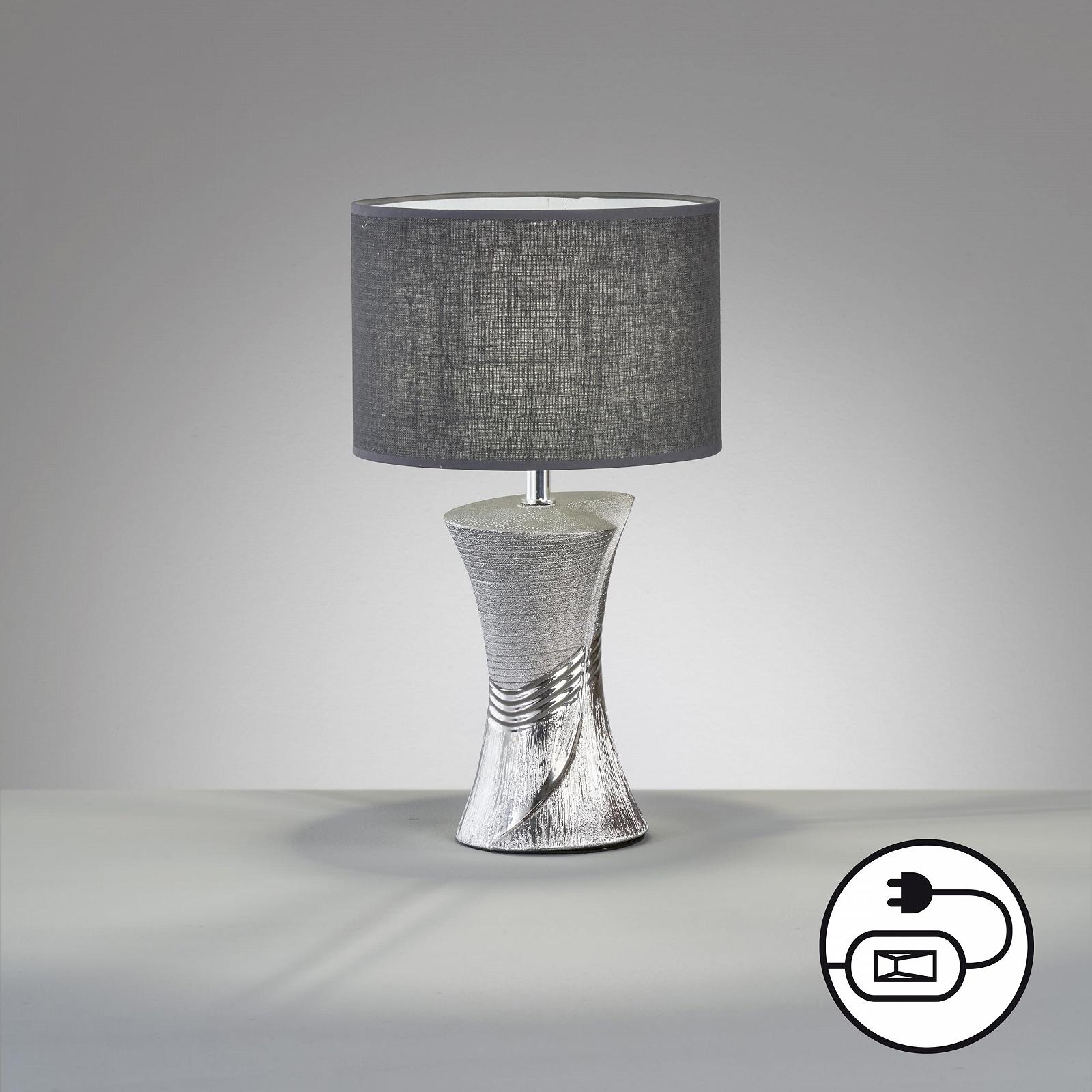 Настільна лампа Fischer & Honsel Louis 50724 44 см сріблястий/сірий льон, фото №3