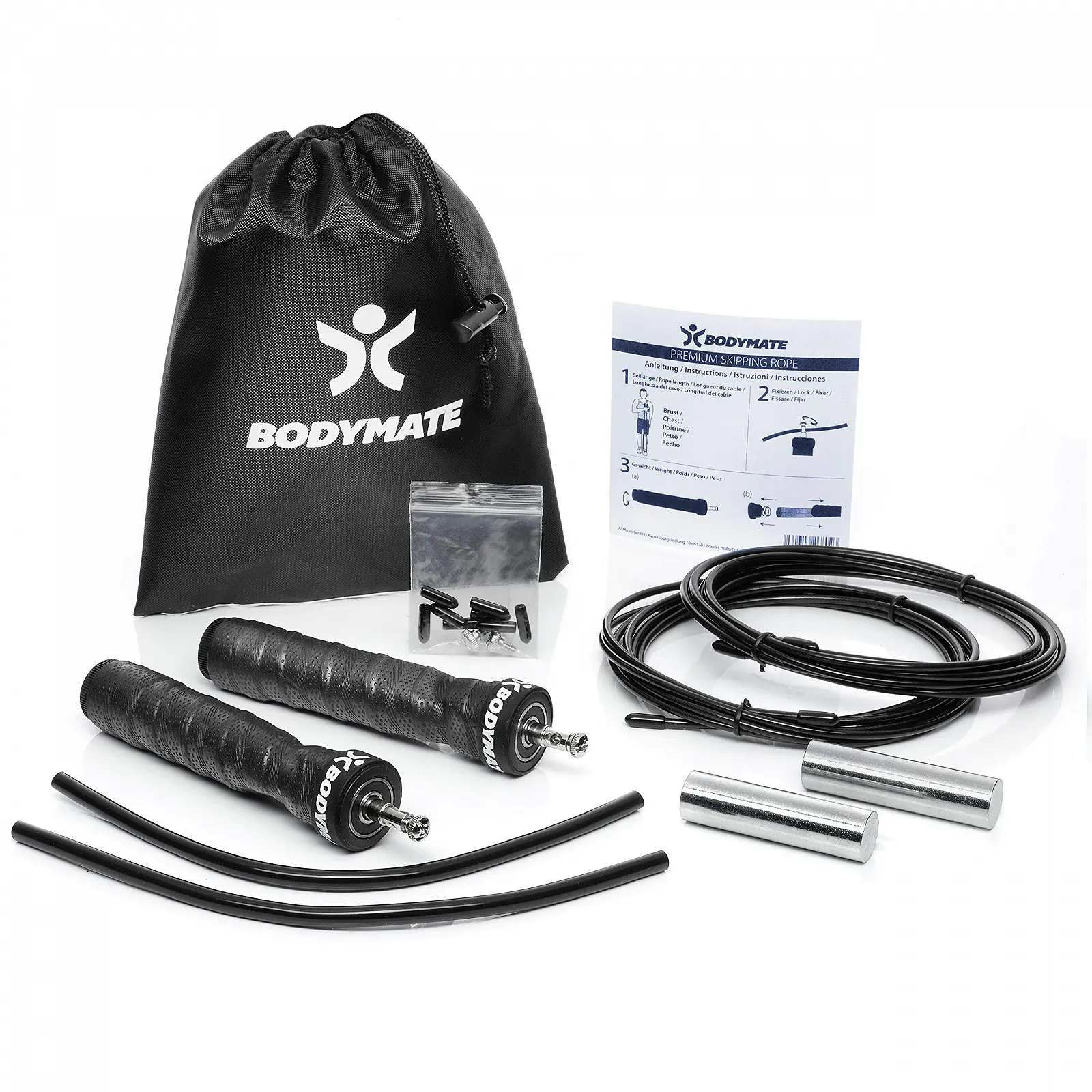 Скакалка Bodymate Premium швидкісна з обтяжувачами та сталевими тросами 3 м, фото №2