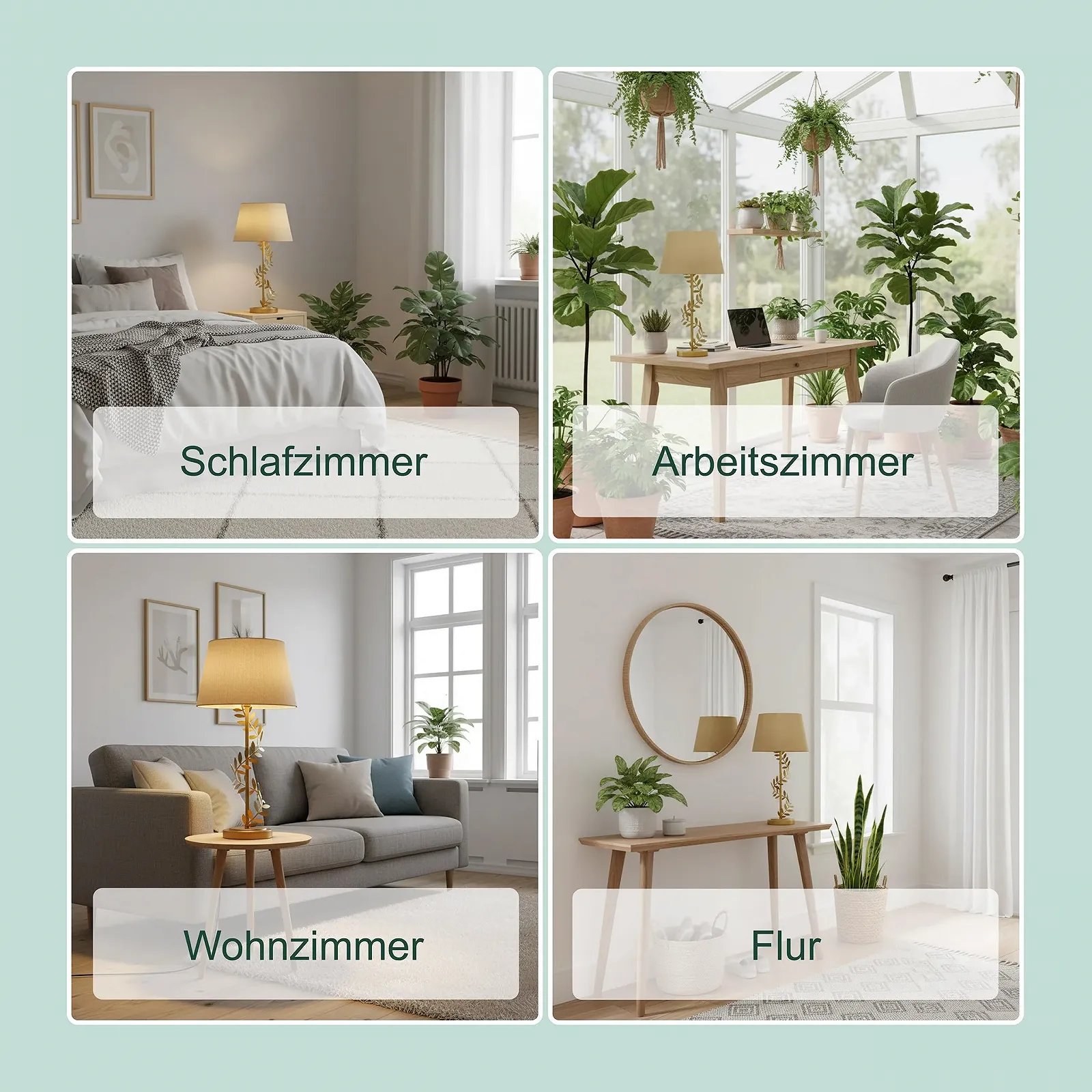 Настільна лампа Relaxdays з металевою основою та тканинним абажуром E27 55 x 27 см Лаврова лоза Золотистий, фото №5