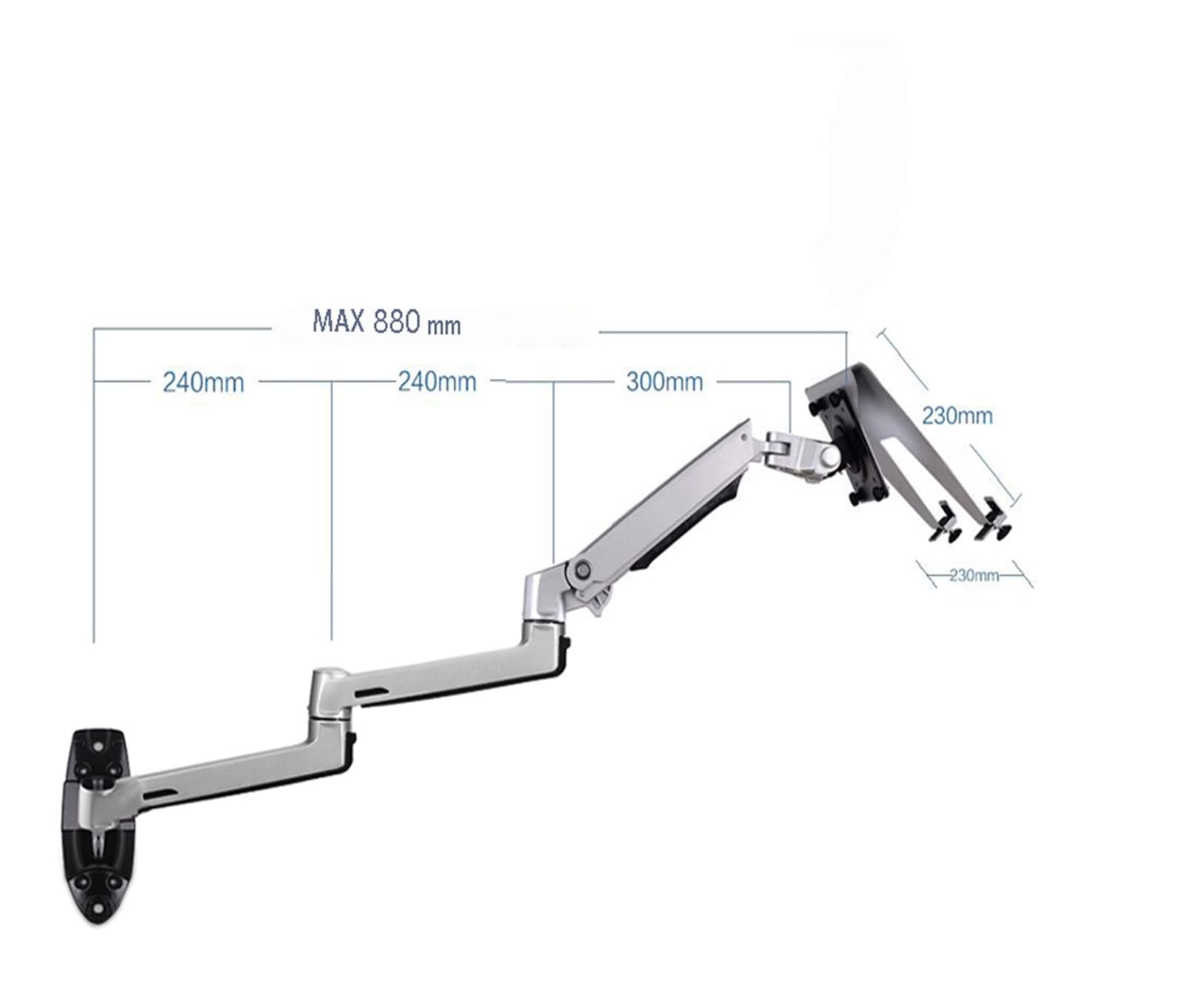 Настенный кронштейн для ноутбука SHXSYN V63WT / XSJ8013WT Ультра длинная механическая пружина полного движения 2 в 1 Держатель для ноутбука и монитора (Цвет: XSJ8013WTB), фото №5