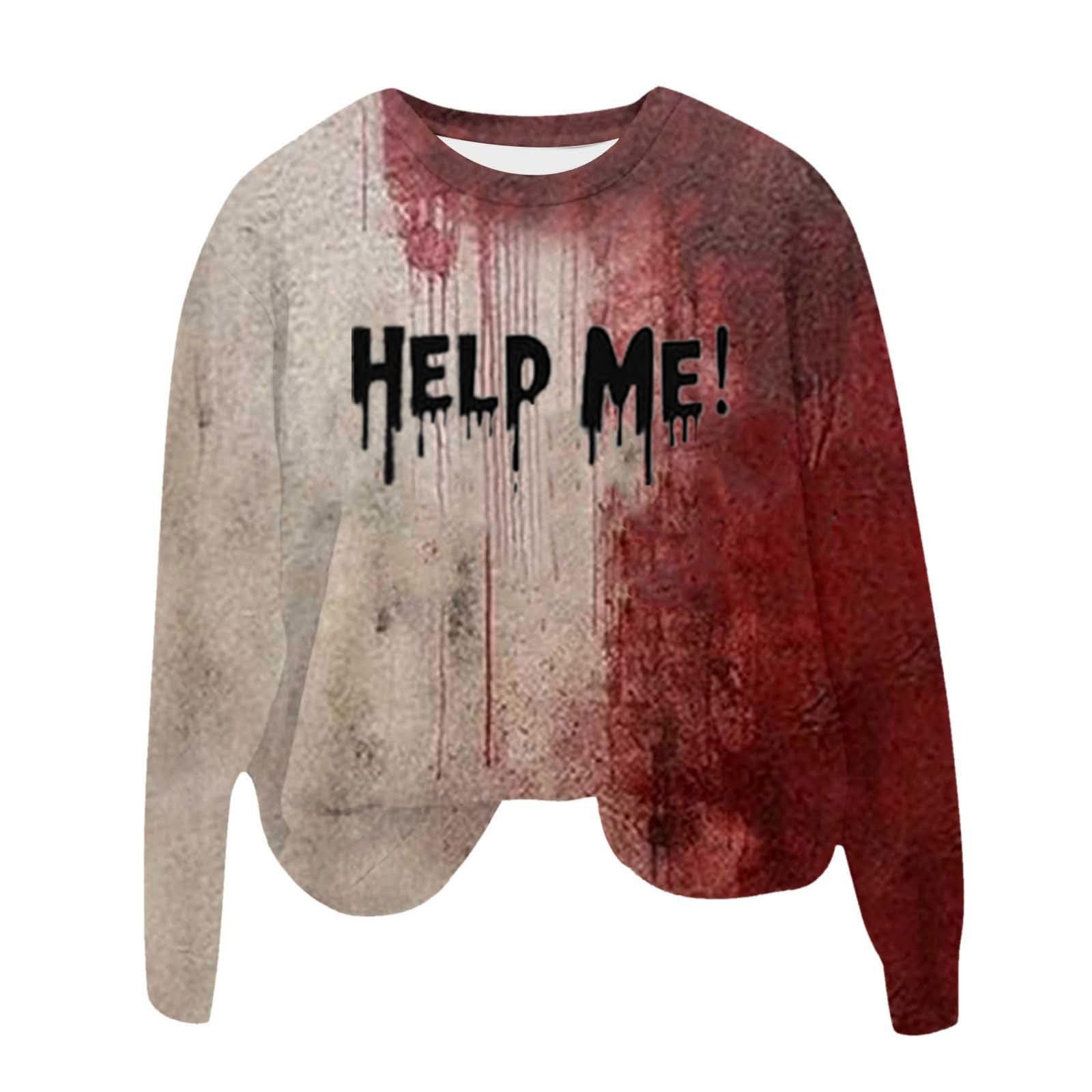 Тонкая женская толстовка на Хэллоуин с графическим рисунком, удобная, с длинными рукавами, круглым вырезом, милая, мультяшная, 2025, университетская, для тренировок, готическая, свободного кроя, винтажная, однотонная, для осени, фото №4