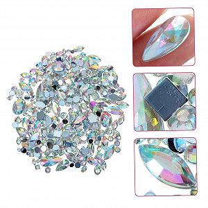 Стразы Плоские Garneck Акриловые Камни 300 штук для Наклеек на Глаза Ювелирных Изделий Маникюра Украшений для Ногтей Плоская Задняя Часть synthetic.ua - Фото 1
