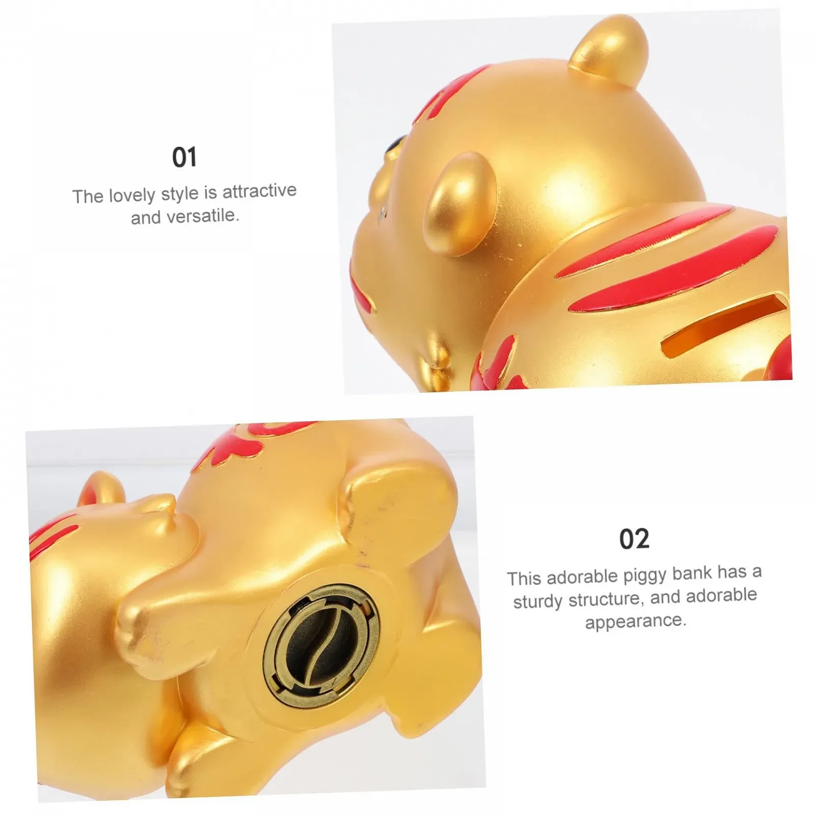 Копилка VICASKY Тигр Небьющаяся Золотистая для детской комнаты, фото №3