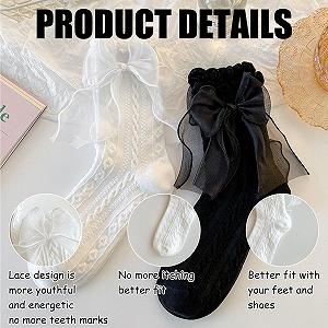 4 пари мереживних шкарпеток для жінок Lolita Ribbon Fairy з оборками synthetic.ua - Фото 1