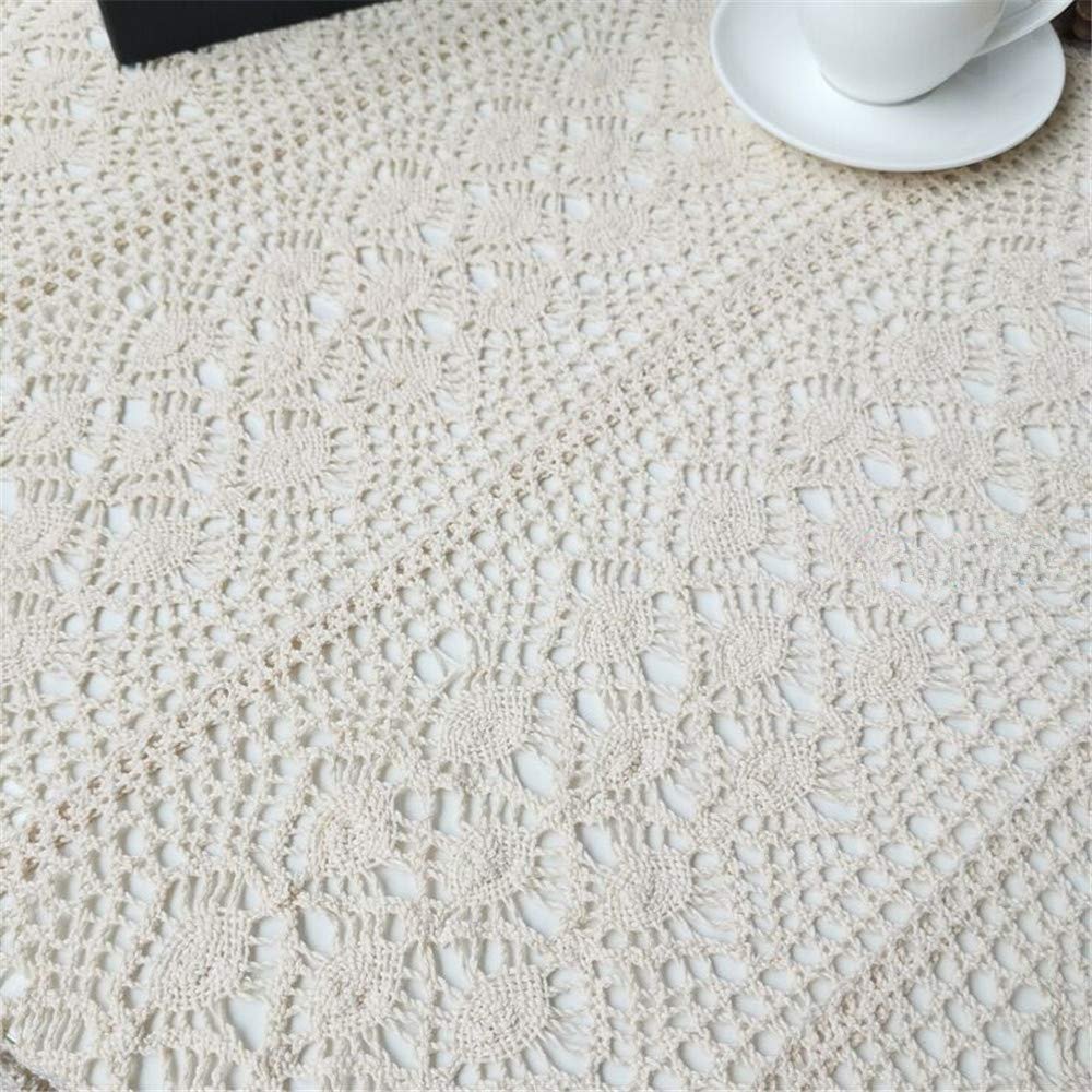 Скатертина Vintage Lace Crochet квадратна бавовняна 105 x 105 cm Бежева, фото №4