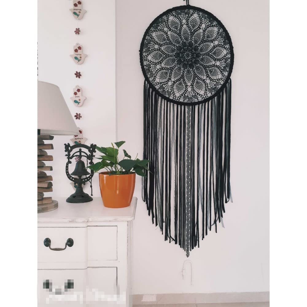 Скатертина MINDPLUS Cotton ручної в'язки кругла чорна 60 cm, фото №6
