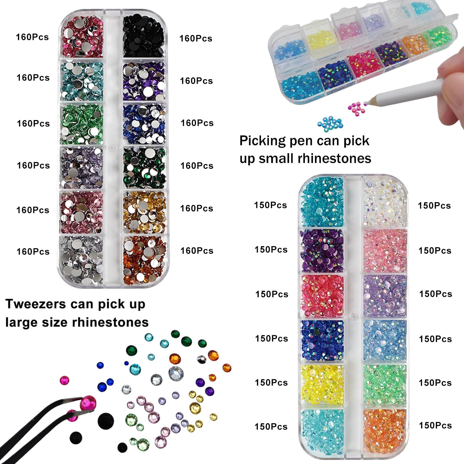 Стразы для ногтей Crystal Rhinestones Прозрачные круглые, фото №4