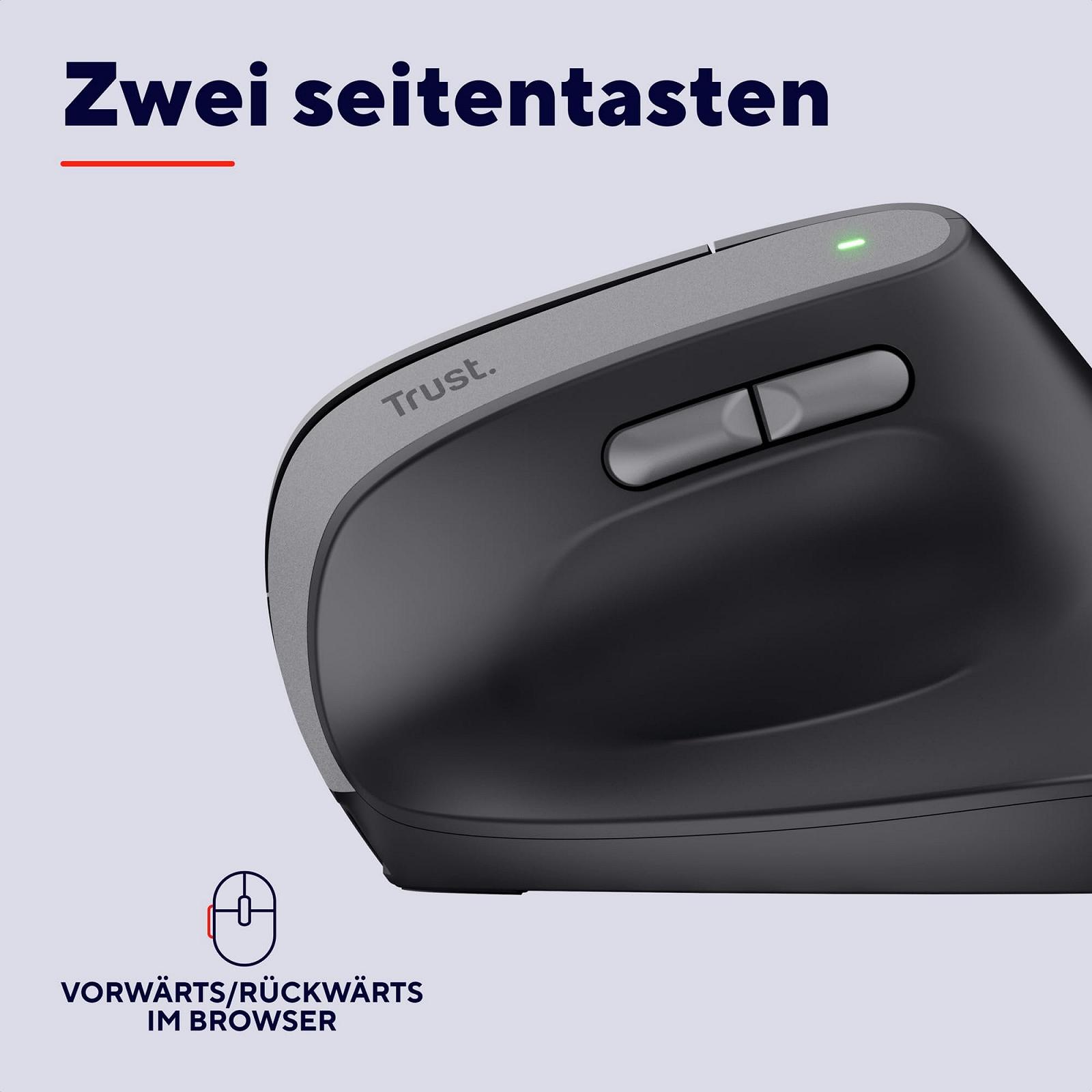 Мышь Trust Yuno Вертикальная Беспроводная Эргономичная 2.4GHz 800-2400 DPI Черная, фото №7