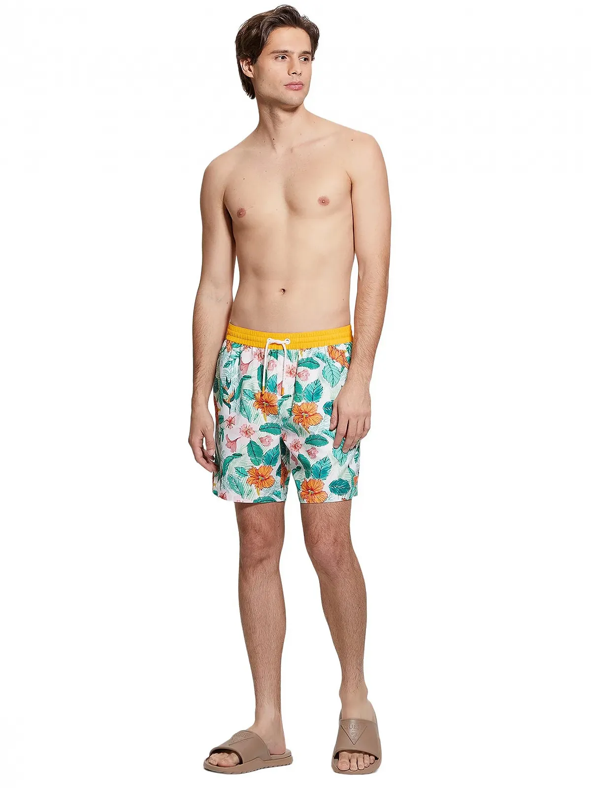 Плавки GUESS Eco Medium Vintage Swimtrunk, зелене та рожеве листя, M, фото №2 Плавки GUESS Eco Medium Vintage Swimtrunk, зелене та рожеве листя, M, фото №2