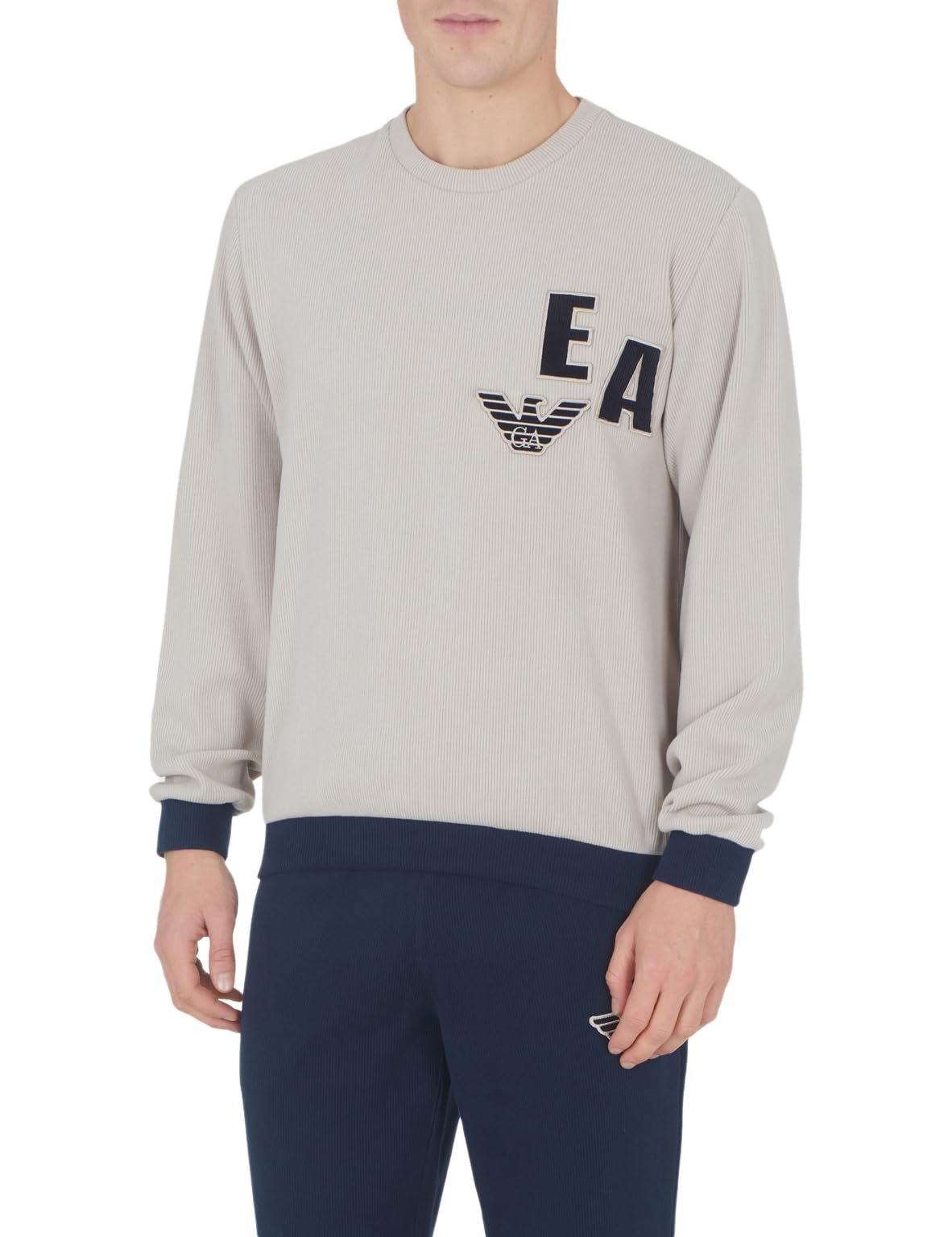 Мужской свитер из вельветового флиса с круглым вырезом Emporio Armani, фото №2