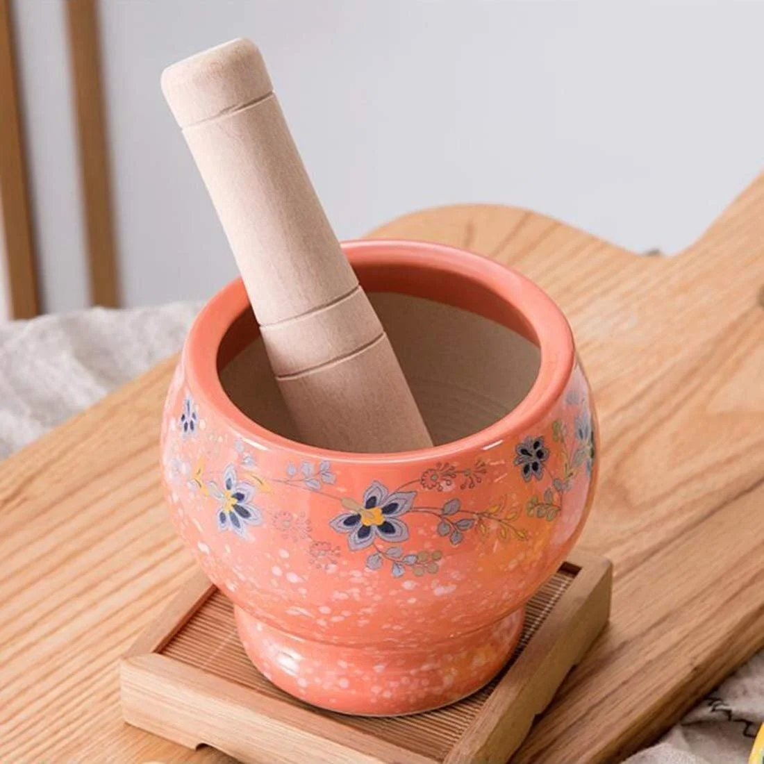 Набір ступки і товкачика, керамічний Міцна, довговічна, легко миється миска для змішування, фото №5