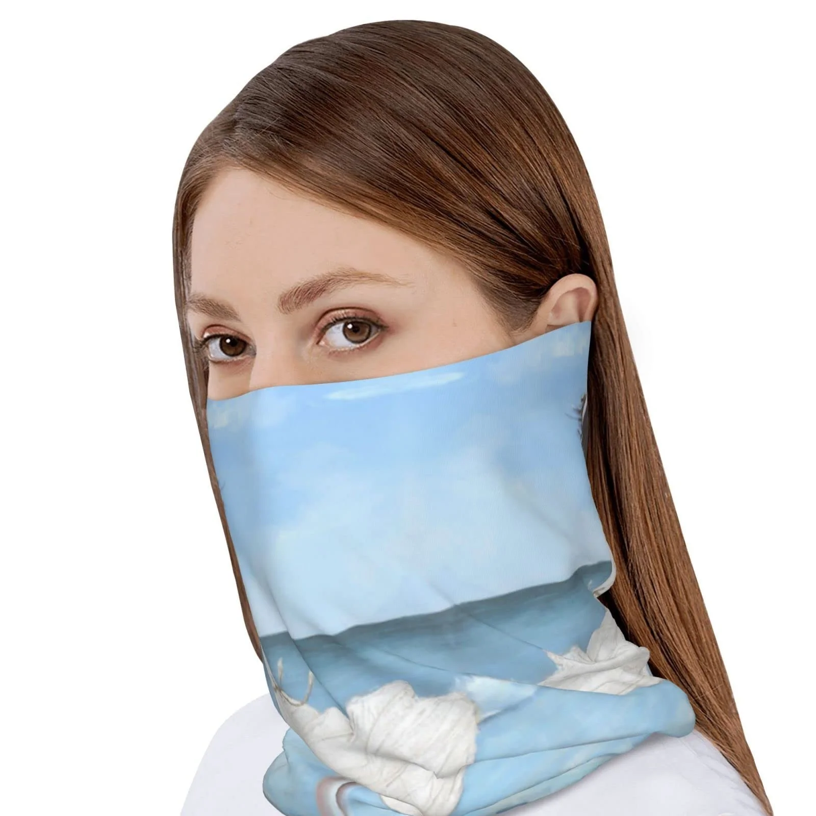 Багатофункціональна шапка-біні ESASAM з малюнком дівчинки на вітряному пляжі, фото №4