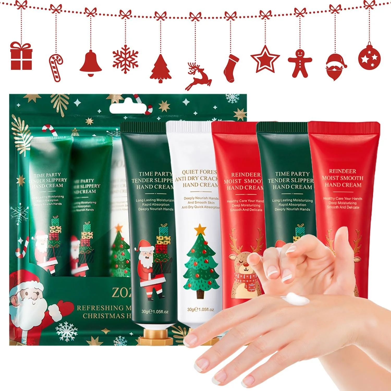 Набір різдвяних кремів для рук Mini, набір міні-кремів для рук, 5 шт, фото №1