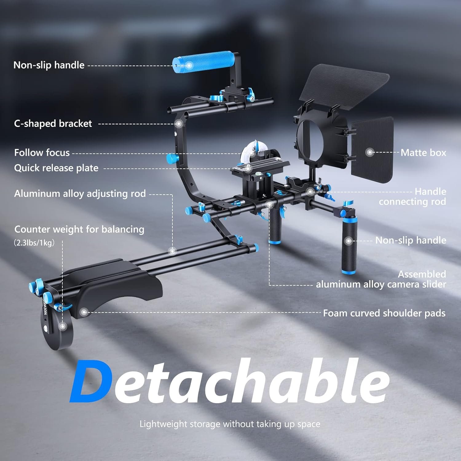 Комплект крепления Neewer Shoulder Rig для зеркальных камер и видеокамер Черный, фото №2