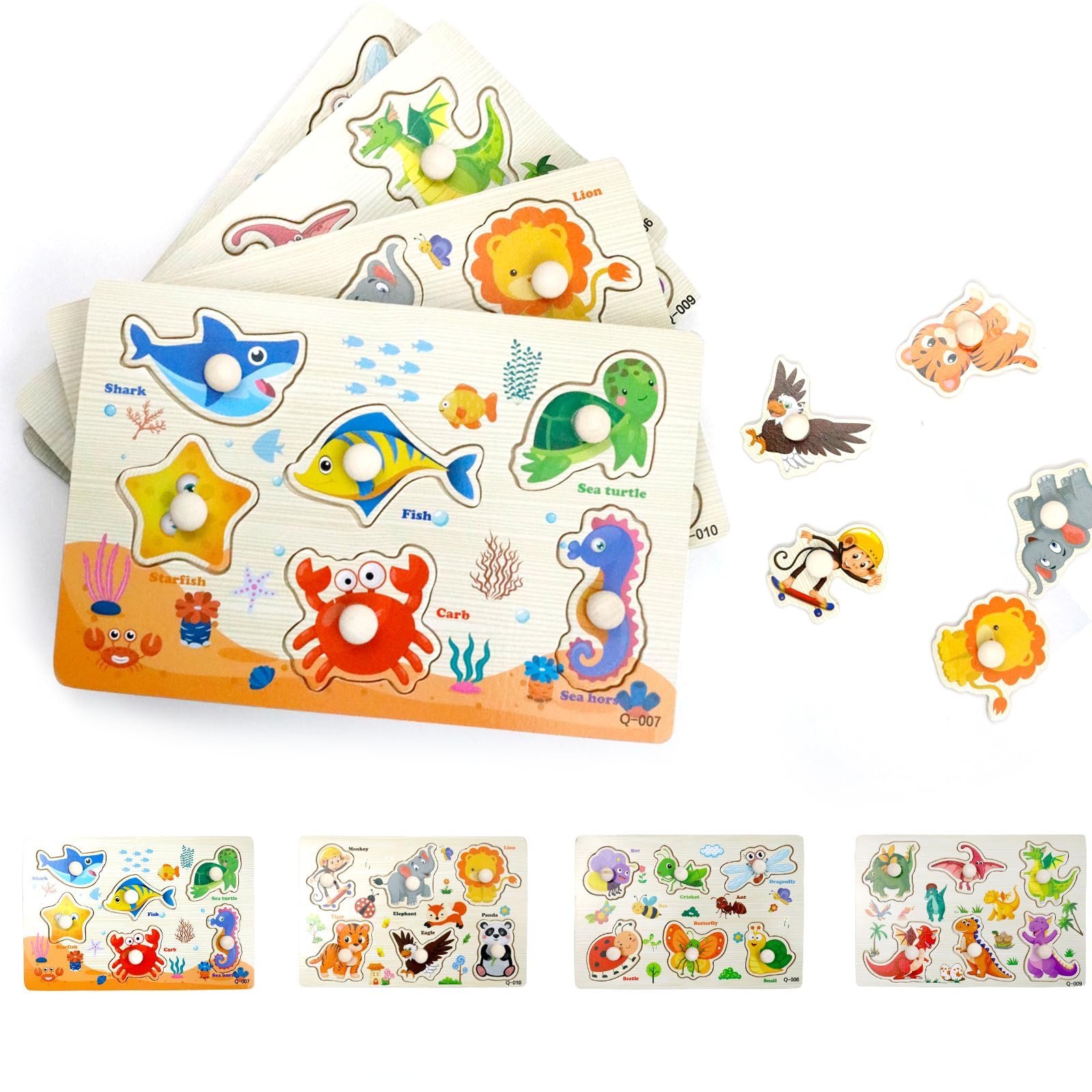 Пазл SI SEN Montessori Wooden Puzzle 4 теми дерев'яний, фото №1