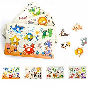 Пазл SI SEN Montessori Wooden Puzzle 4 теми дерев'яний - Фото 1