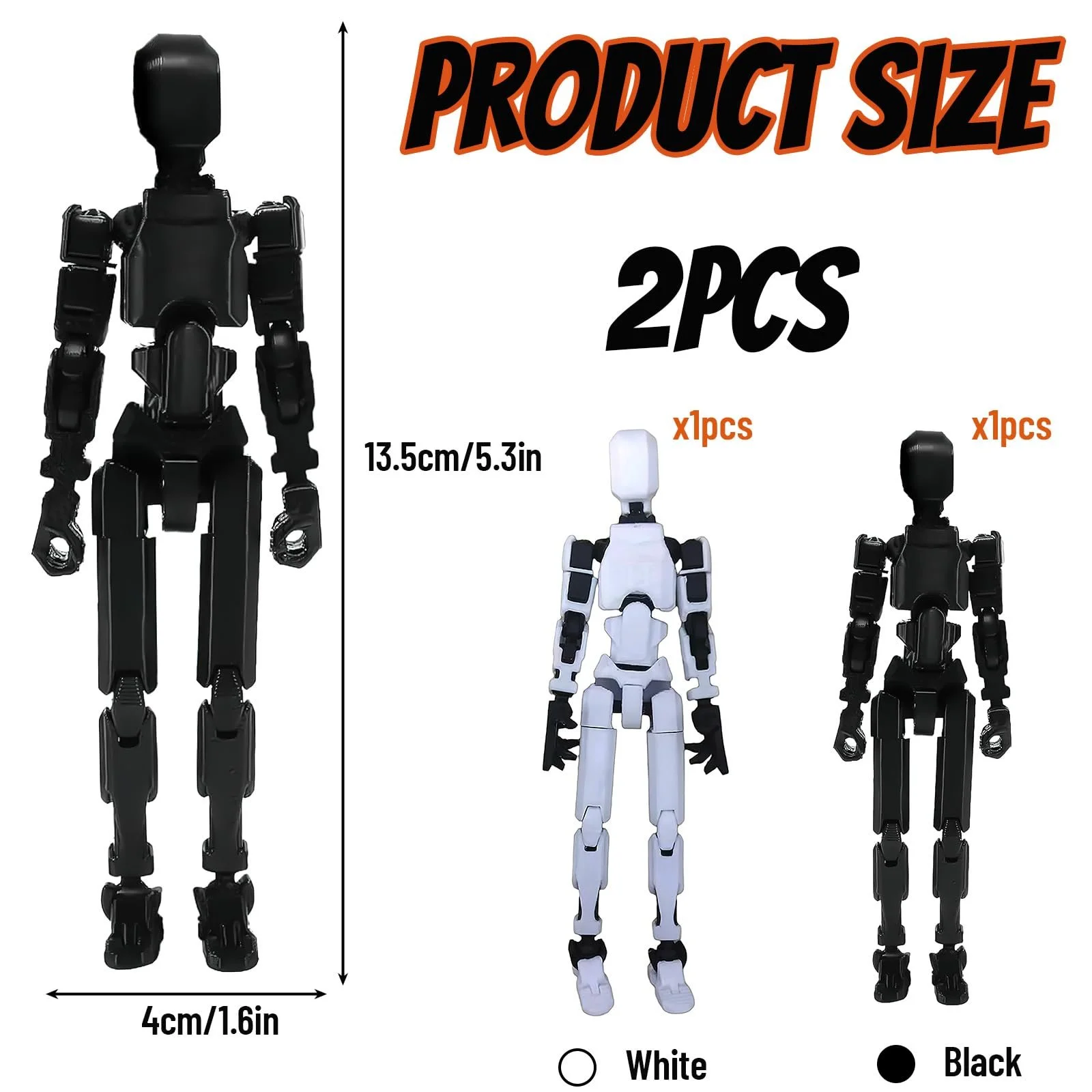 Набір фігурок ZoneYan T13 Action Figure 2 шт Чорний та Білий 3D Robot, фото №7