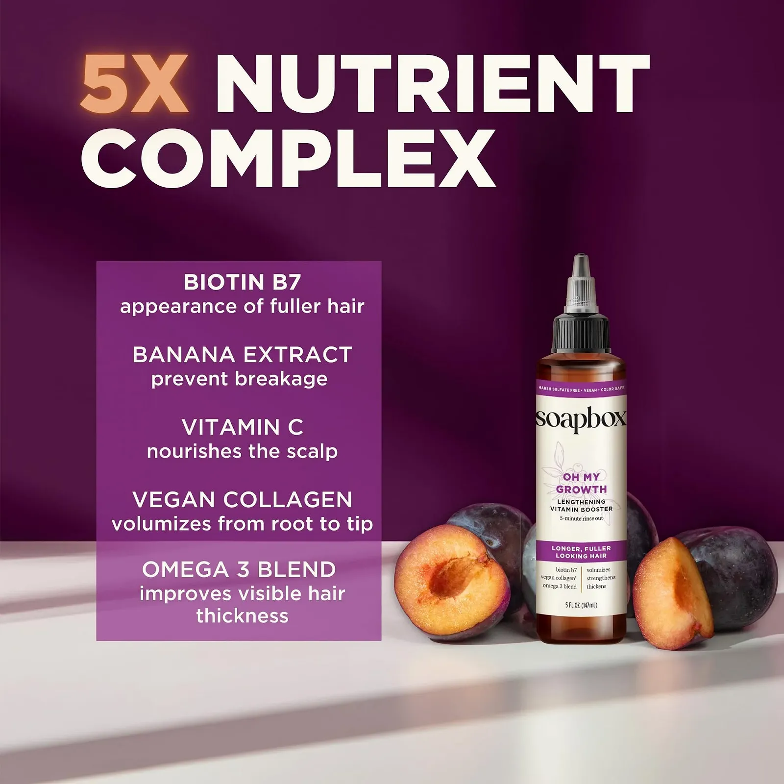 Средство Soapbox Oh My Growth Extension Vitamin Booster для всех типов волос с биотином, веганским коллагеном и витаминами A & C для густых и объемных волос для мужчин, фото №5