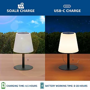 Настільна лампа LED на сонячній батареї бездротова 2-в-1 IP44 водонепроникна Сірий synthetic.ua - Фото 1