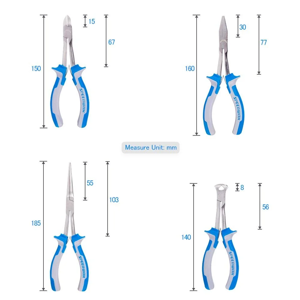 Длинногубцы SPEEDWOX Набор 4 шт с ящиком для хранения Мини набор плоскогубцев Тонкие плоскогубцы Прецизионные тонкие кусачки для проволоки для труднодоступных узких мест Инструменты с высоким рычагом для уменьшения усилий для механических работ, фото №5