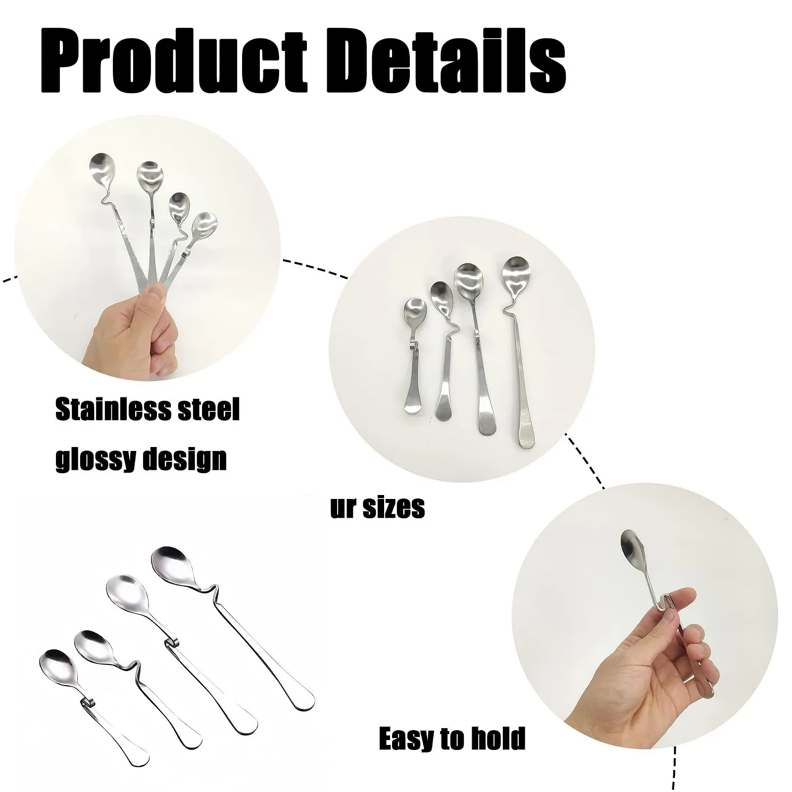 Ложка для меду ZAHD Набір з 4 шт, нержавіюча сталь, довга ручка, фото №7