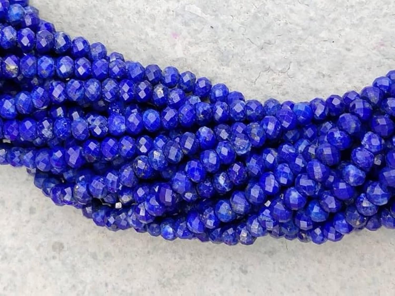 Бусины из натурального лазурита, ограненные, рондель, 3,5 мм, нить длиной 33 см, для ожерелья и браслета, фото №1