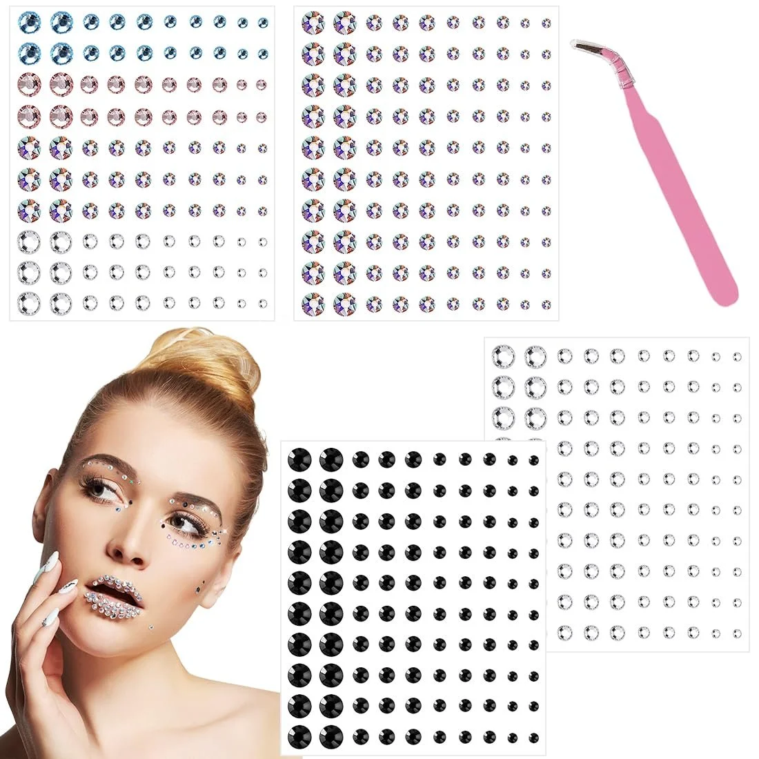 Стразы Самоклеящиеся FUKPO, 400 шт, Разноцветные, фото №1