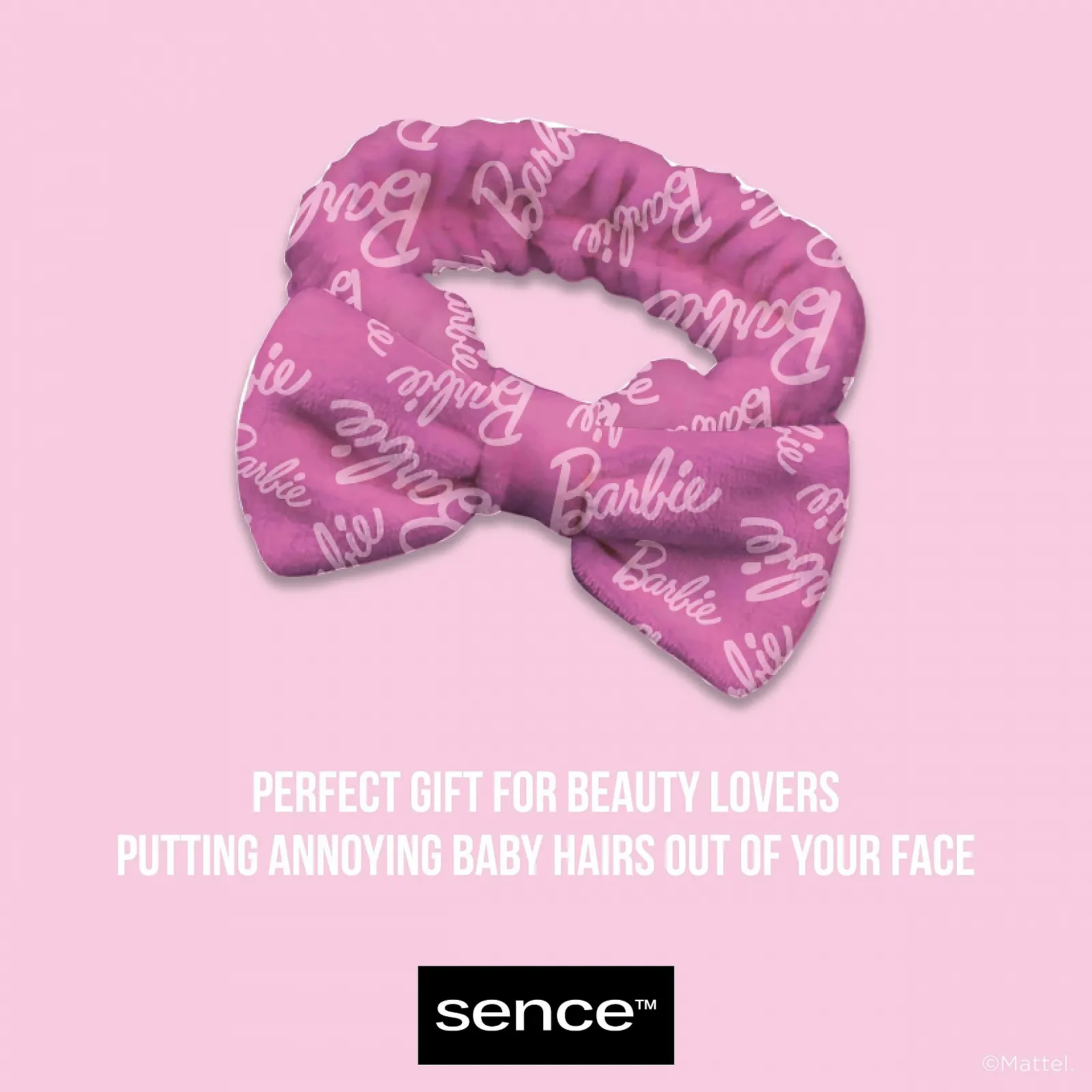 Пов'язка для волосся Sence Barbie Об'ємна для макіяжу Барвиста Рожевий з бантом, фото №5
