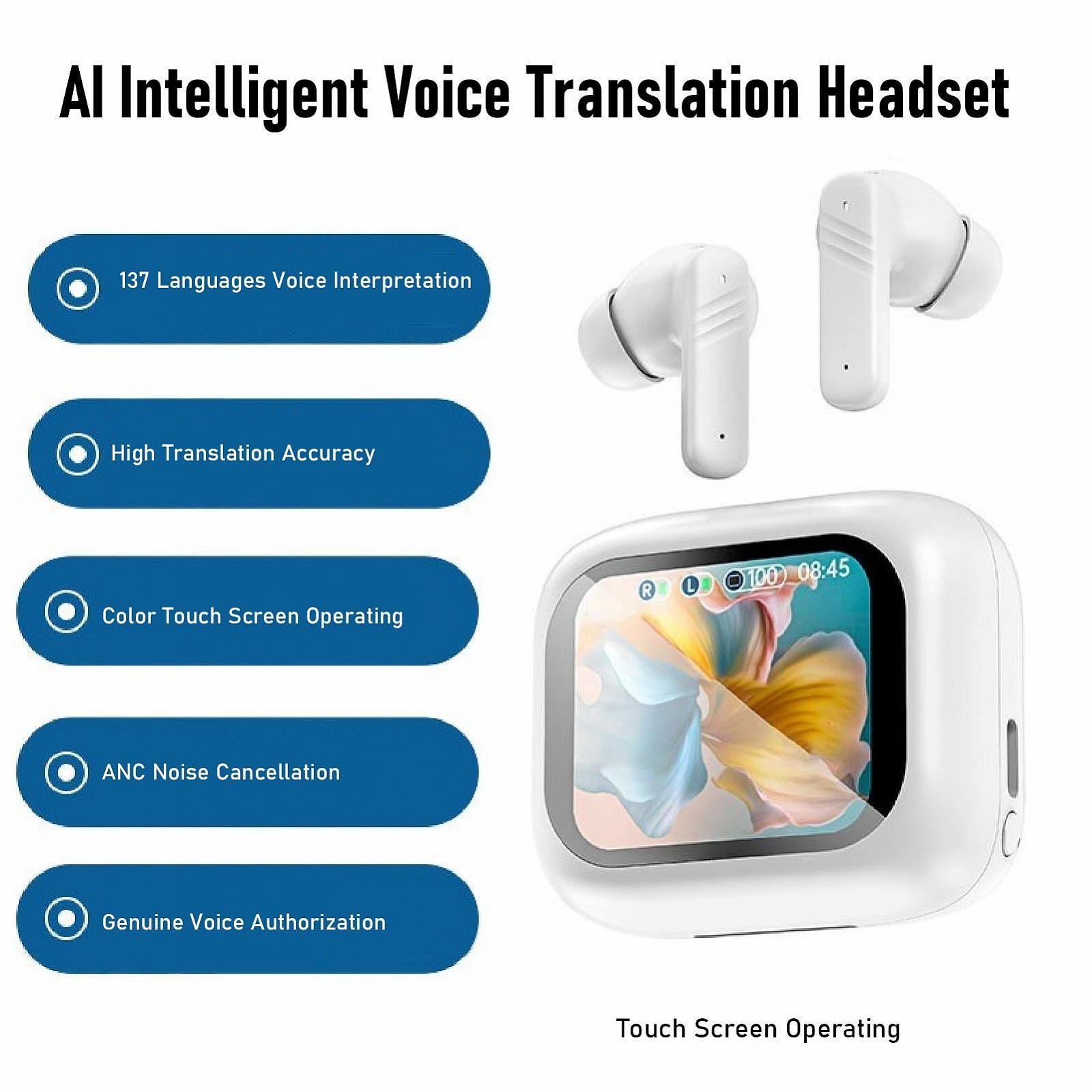 Наушники-переводчики 137 языков онлайн-перевода, интеллектуальная гарнитура для перевода речи с шумоподавлением, многофункциональные наушники-переводчики, фото №2