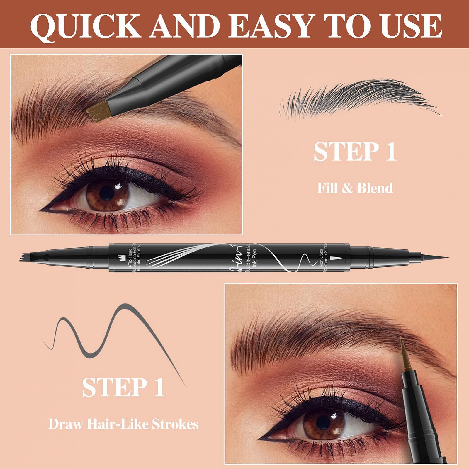 Олівець для брів 2-в-1 Wasserfest Eyebrow Pencil Microblading (сірий*2), фото №4