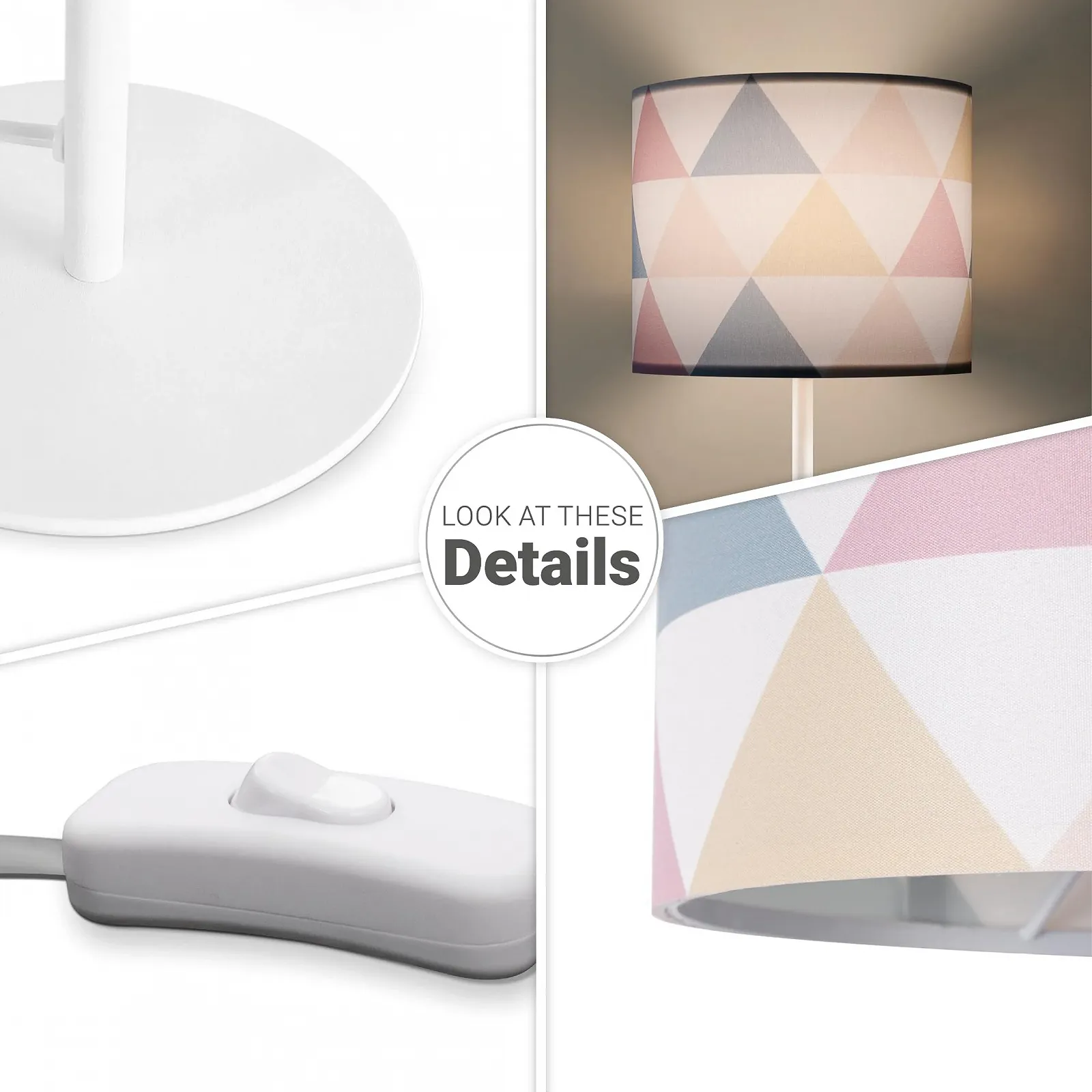 Настільна лампа Paco Home Fabric Lampshade Bedside Lamp E14 Vintage Retro Round Dots, фото №4